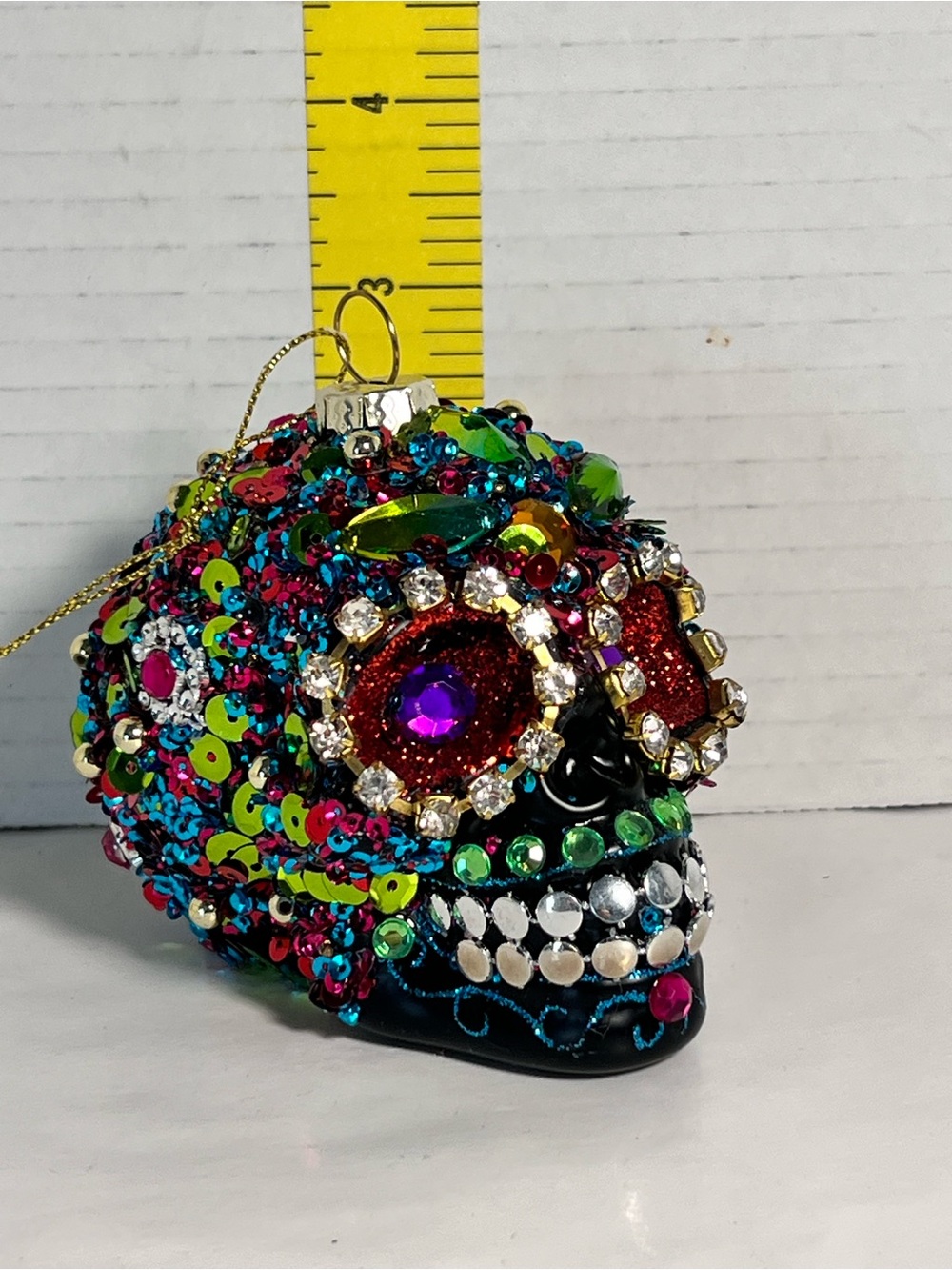 Pier 1 Multicolor Jeweled Skull Ornament